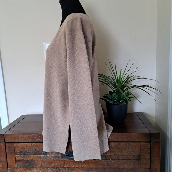 Splendid Sweater V-Neck Camel Tan Neutral Colour Women's Small Tunic Knit Top - Picture 4 of 16